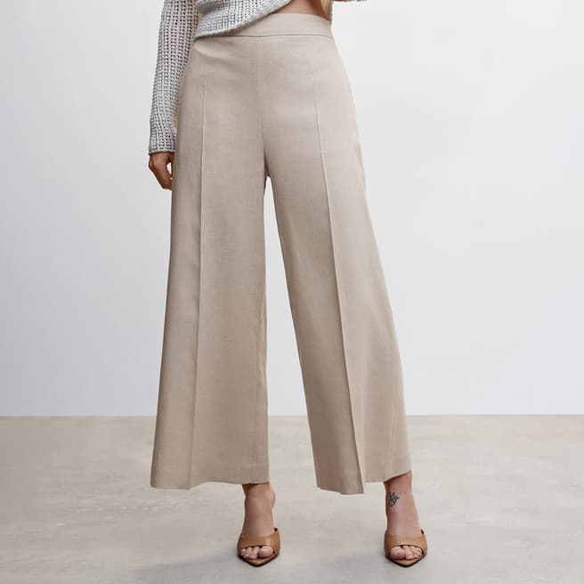 Mango Grey Linen Culotte Trousers