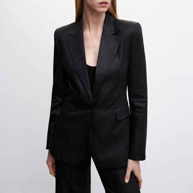 Mango Black Suit Linen Blazer