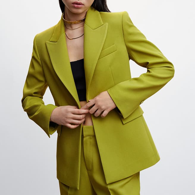 Mango Green Pockets Suit Blazer
