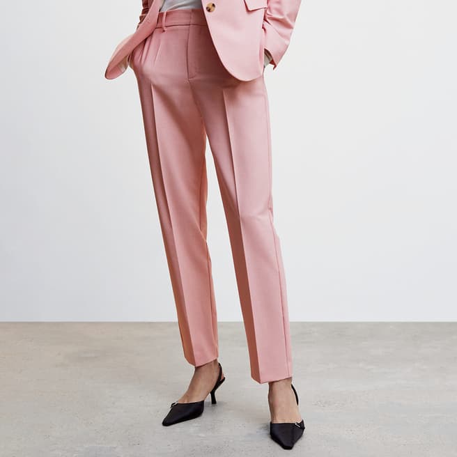 Mango Pale Pink Straight Suit Trousers