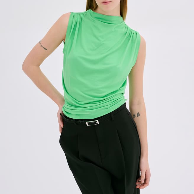 My Essential Wardrobe Green High Neck Ruched Top