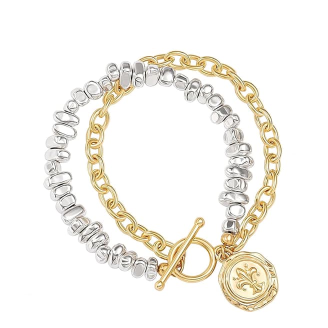 Liv Oliver 18K Gold Two Tone Charm Bracelet