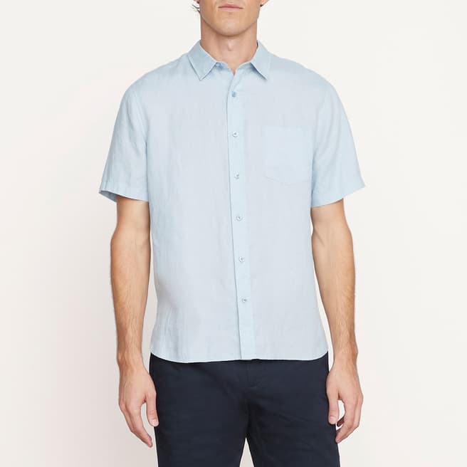Vince Pale Blue Short Sleeve Linen Shirt