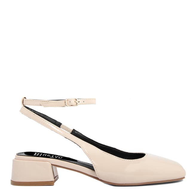 Bluetag Beige Ankle Strap Heeled Mary Janes
