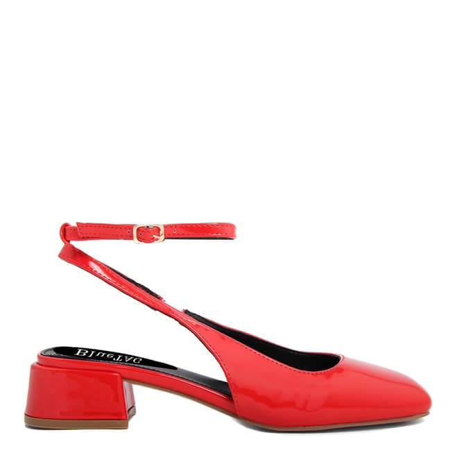 Bluetag Red Ankle Strap Heeled Mary Janes