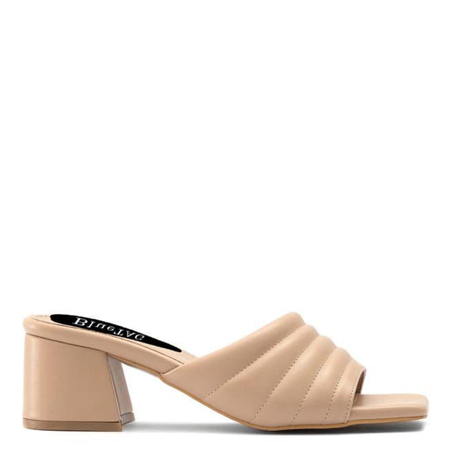Bluetag Nude Quilted Strap Heeled Mules
