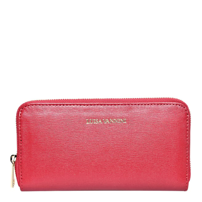 Luisa Vannini Red Italian Leather Wallet