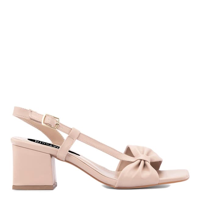 Bluetag Nude Bow Detail Heeled Sandals