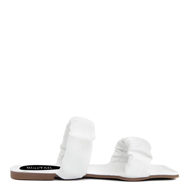 Bluetag White Double Strap Flat Sandals