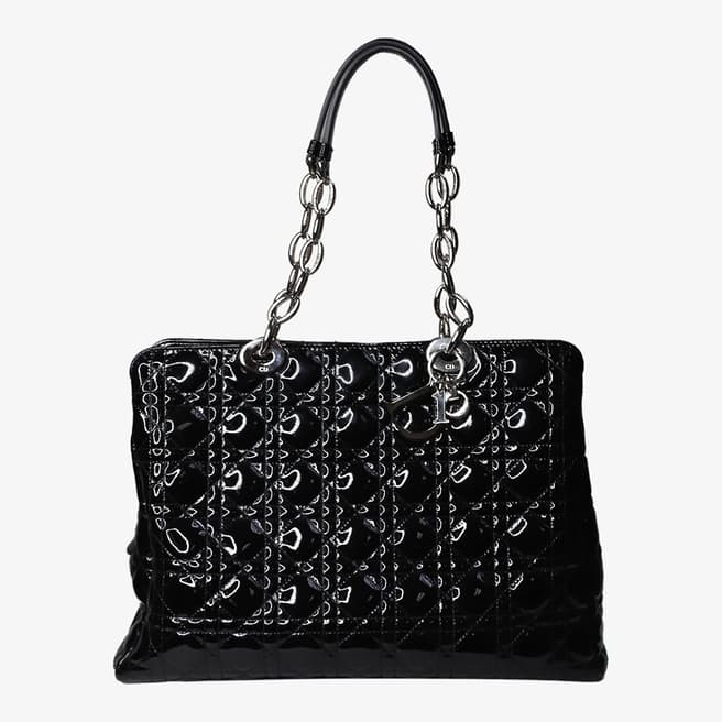 Pre-Loved Christian Dior Lady Dior Black Patent Leather Shoulder Bag