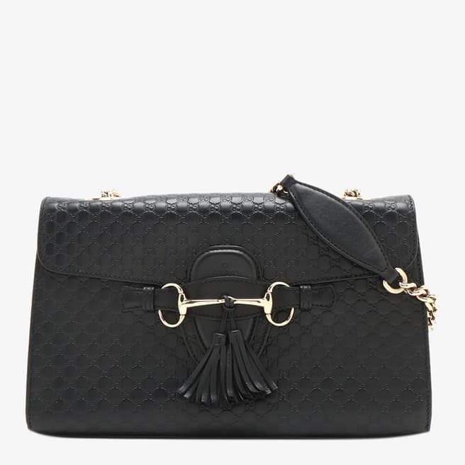 Pre-Loved Gucci Black Micro GuCCissima Leather Chain Shoulder Bag
