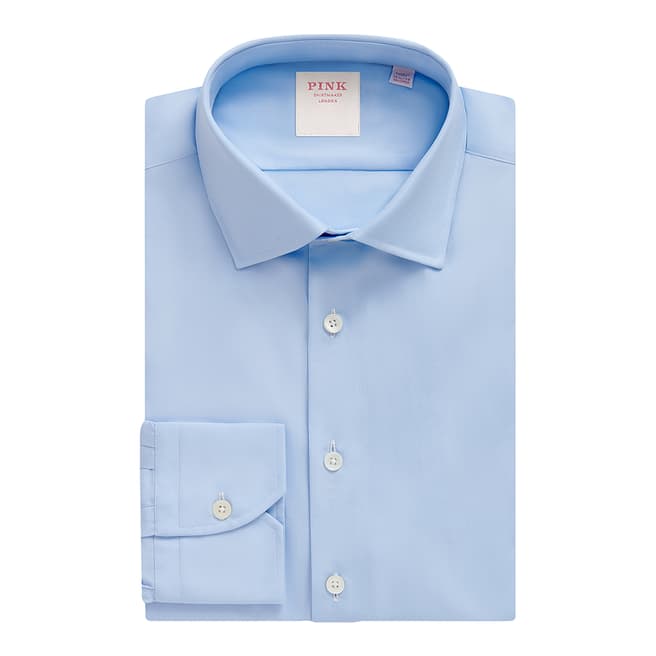 Thomas Pink Blue Core Poplin Tailored Fit Cotton Shirt