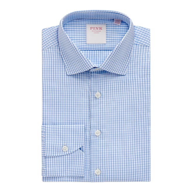 Thomas Pink Pale Blue Gingham Check Tailored Fit Cotton Shirt