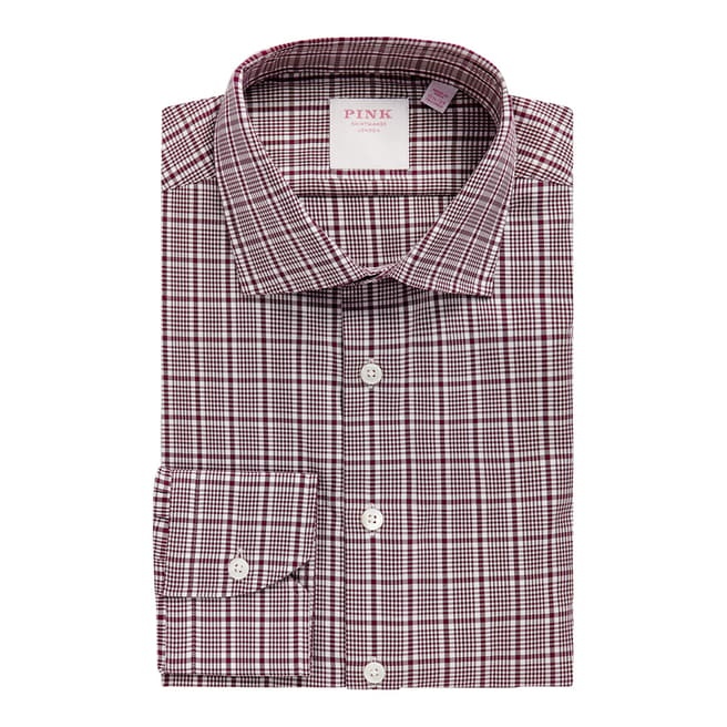 Thomas Pink Burgundy Royal Twill Check Tailored Fit Cotton Shirt