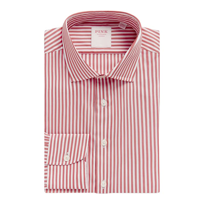 Thomas Pink Orange Bengal Stripe Tailored Fit Cotton Shirt