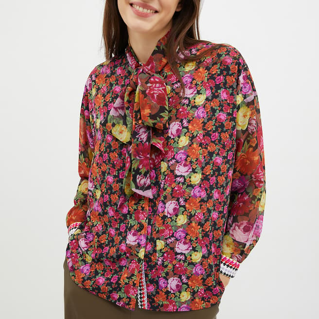 Max&Co. Multi Floral Miocene Bow Blouse