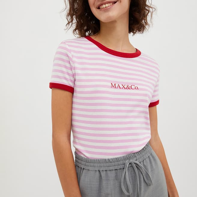 Max&Co. Pink Branded Stripe Top