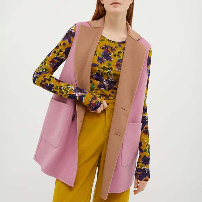 Max&Co. Camel/Pink Iiriccar Wool Blend Waistcoat