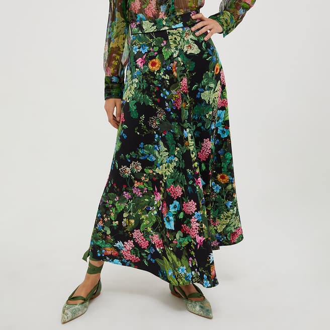 Max&Co. Green Floral Midi Skirt