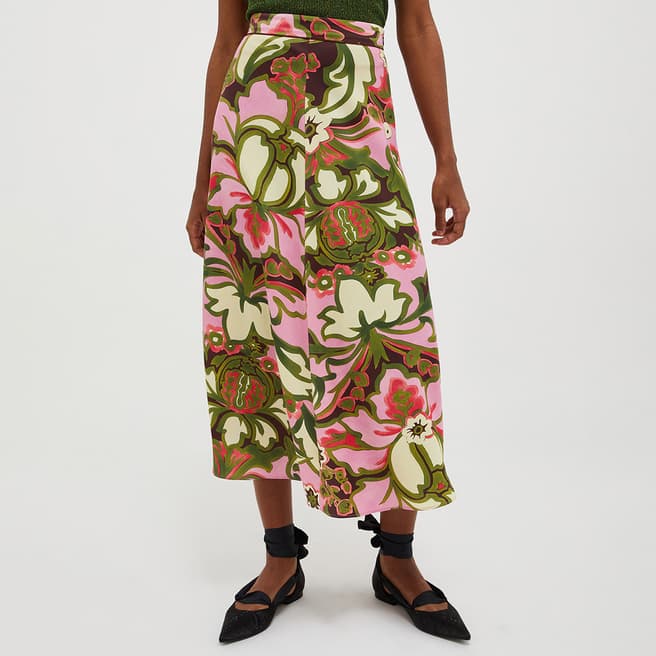 Max&Co. Pink Floral Midi Skirt