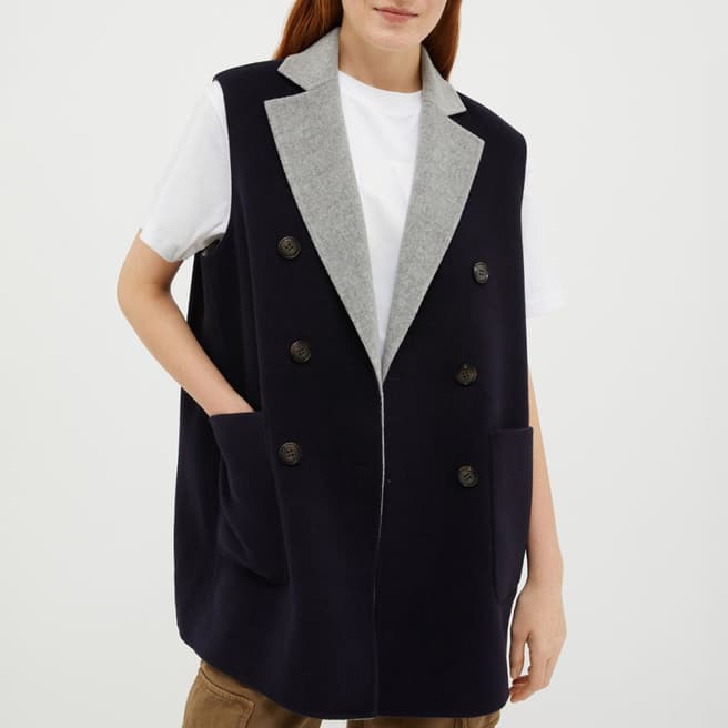 Max&Co. Navy/Grey Iiriccar Wool Blend Waistcoat