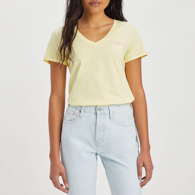 Levi's Yellow V-Neck Short Sleeve Cotton T-Shirt
