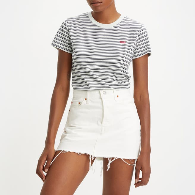 Levi's White/Black Stripe Cotton T-Shirt