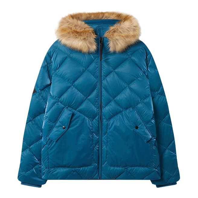 Ma Strum Blue Quilted Short Coat