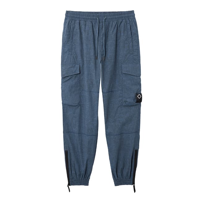 Ma Strum Teal Cotton Cargo Trousers