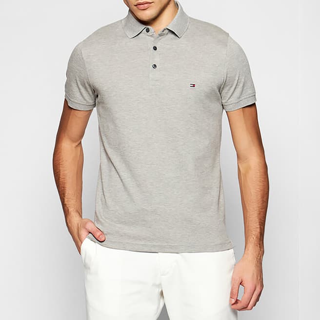 Tommy Hilfiger Grey Cotton Blend Polo Shirt