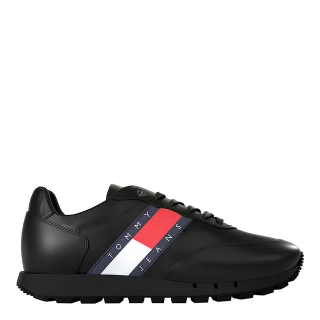 Tommy Hilfiger Black Leather Trainers
