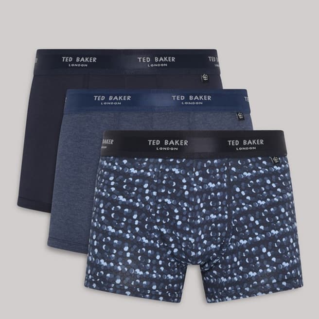 Ted Baker Navy, Blue and Navy Spot 3-Pack Cotton Boxer
