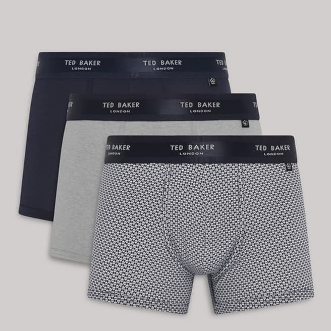 Ted Baker Navy, Grey and Geo 3-Pack Cotton Boxer