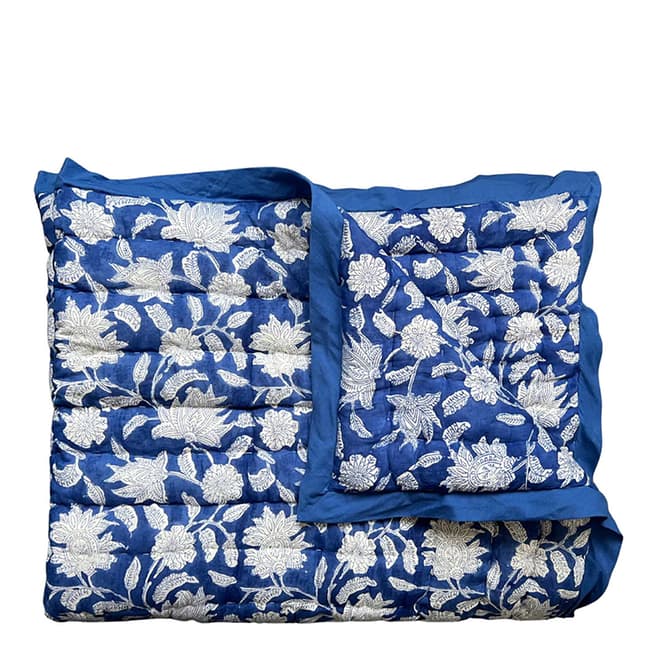 Dilli Grey Sapphire Champaca Quilted Throw