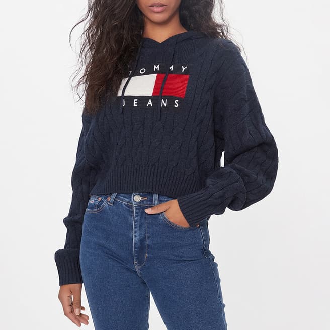 Tommy Hilfiger Navy Cable Knit Hoodie