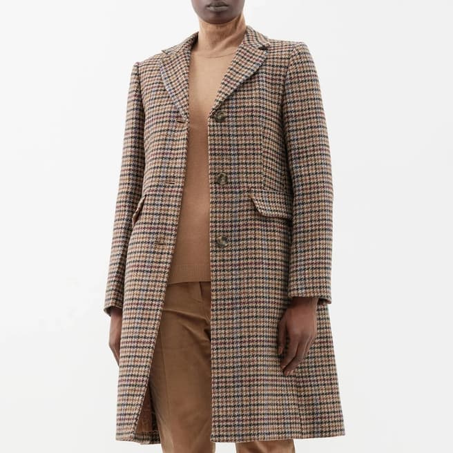 Weekend Max Mara Brown Check Wool Pugnale Coat