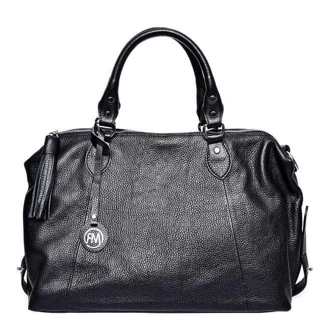 Roberta M Black Italian Leather Top Handle Bag
