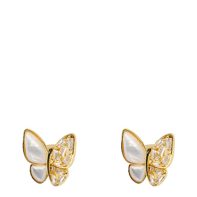 Chloe by Liv Oliver Women's 18K Gold Mother Of Pearl Butterfly Earrings