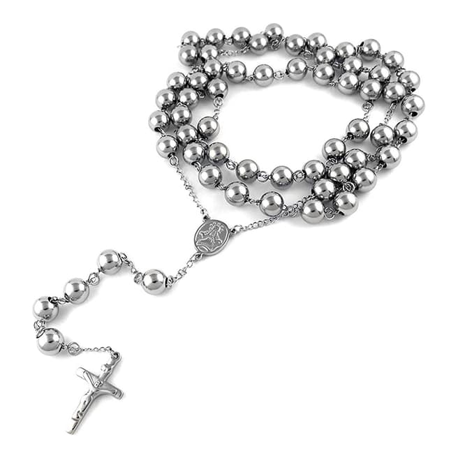 Stephen Oliver Men's Silver Rosary Necklace