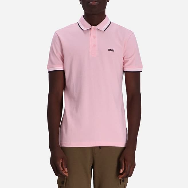 BOSS Pale Pink Cotton Polo Shirt