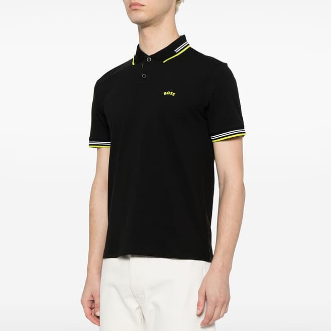 BOSS Black/Yellow Cotton Blend Polo Shirt