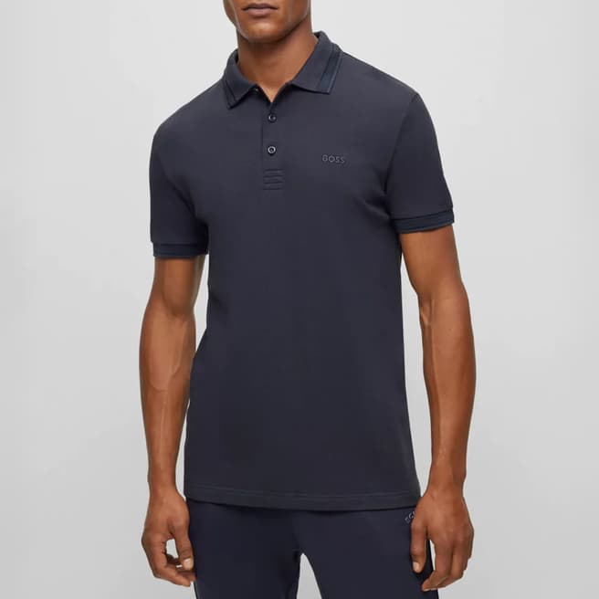 BOSS Navy Cotton Polo Shirt
