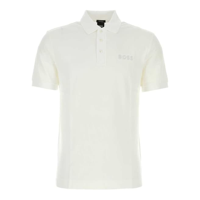 BOSS White Cotton Polo Shirt