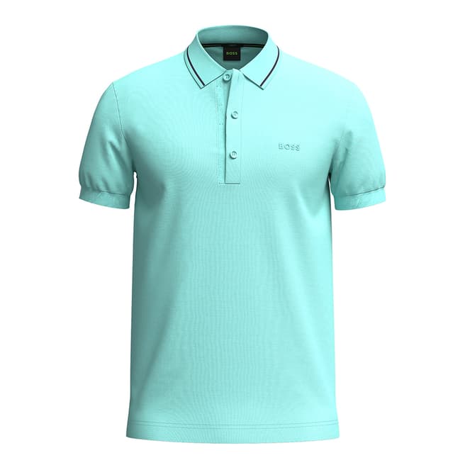 BOSS Turquoise Cotton Polo Shirt
