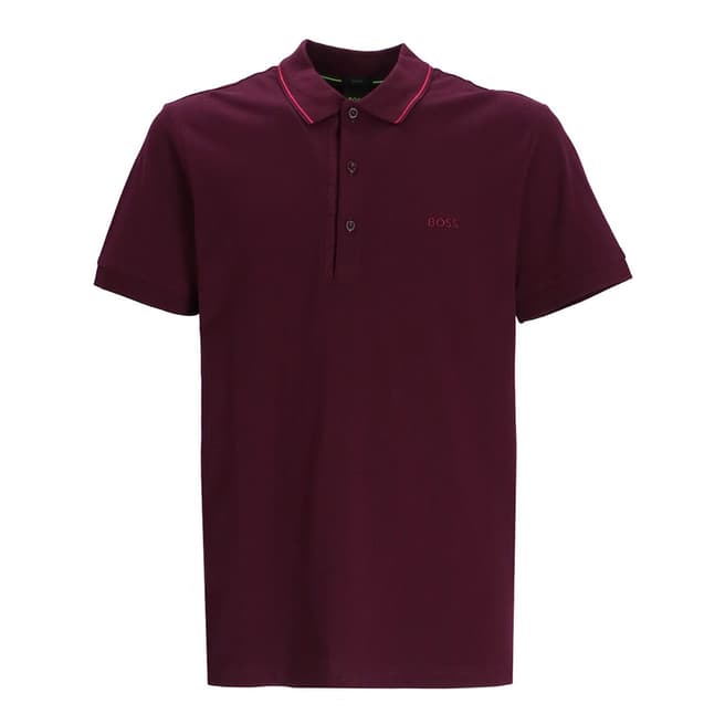 BOSS Burgundy Cotton Polo Shirt