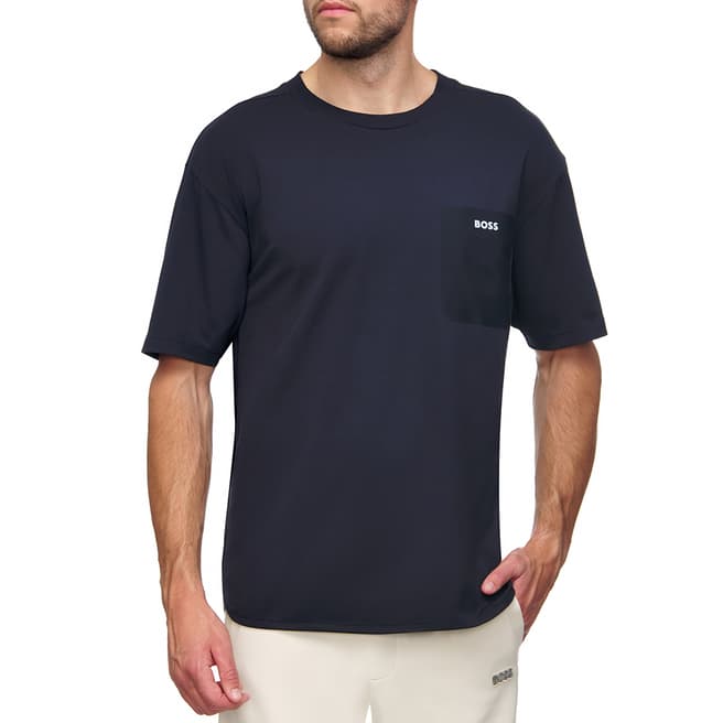 HUGO Navy Crew Cotton Blend T-Shirt