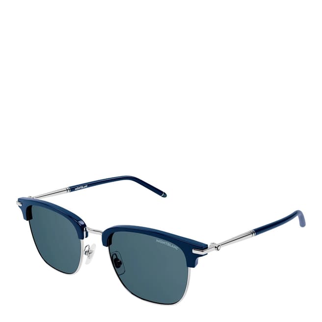 Montblanc Men's Mont Blanc Blue/ Silver Sunglasses 50mm