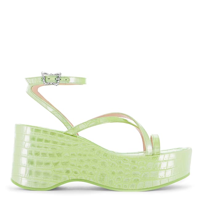 Sophia Webster Mint Green Croc Venus Flatform Sandal