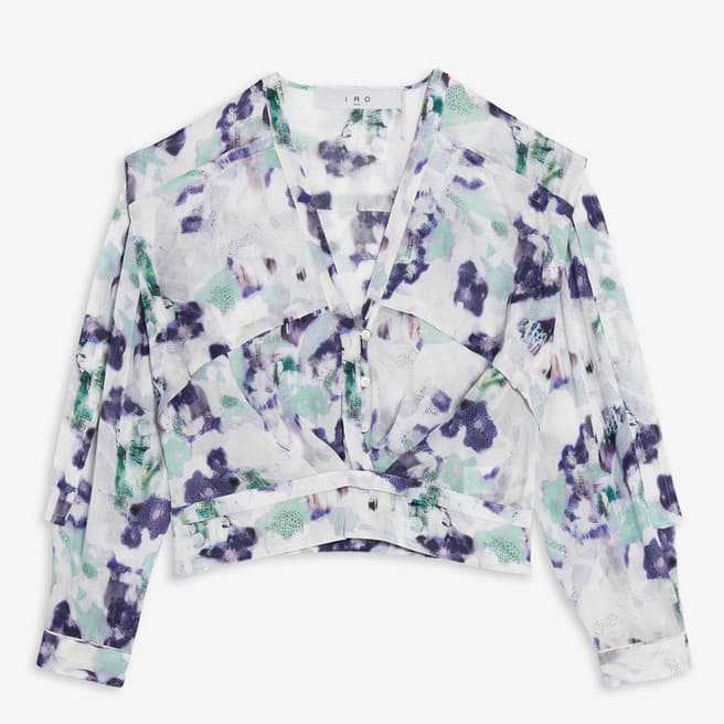 IRO Blue and White Floral Blouse