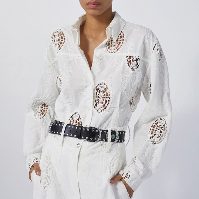 IRO White Cotton Embroidered Blouse